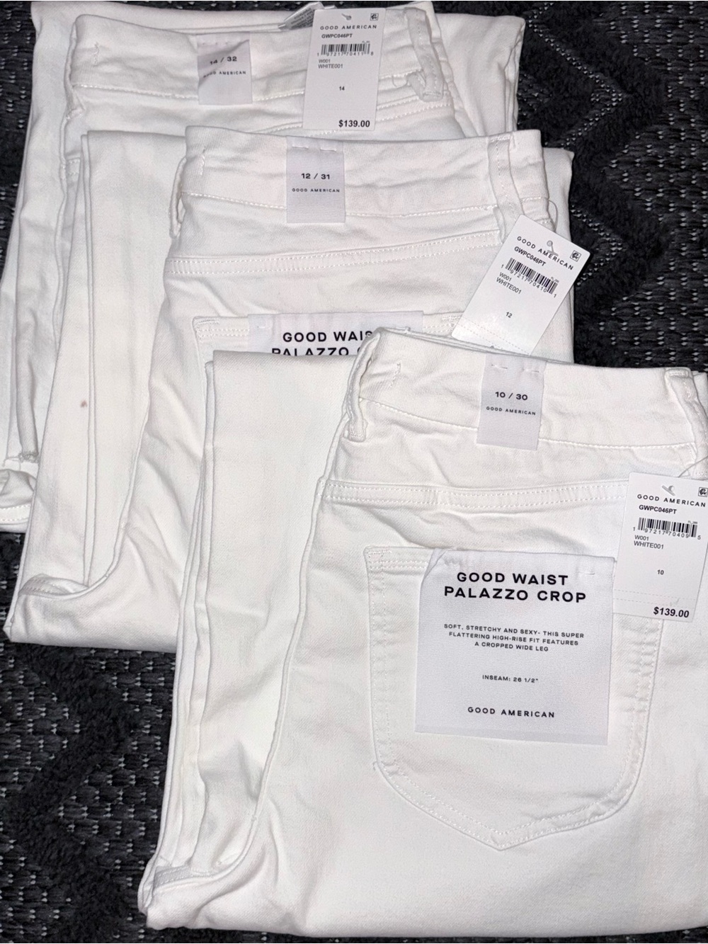 SALE 🎉 NWT Good American Good Waist Palazzo Raw Hem Crop Jeans in White - Picture 11 of 15
